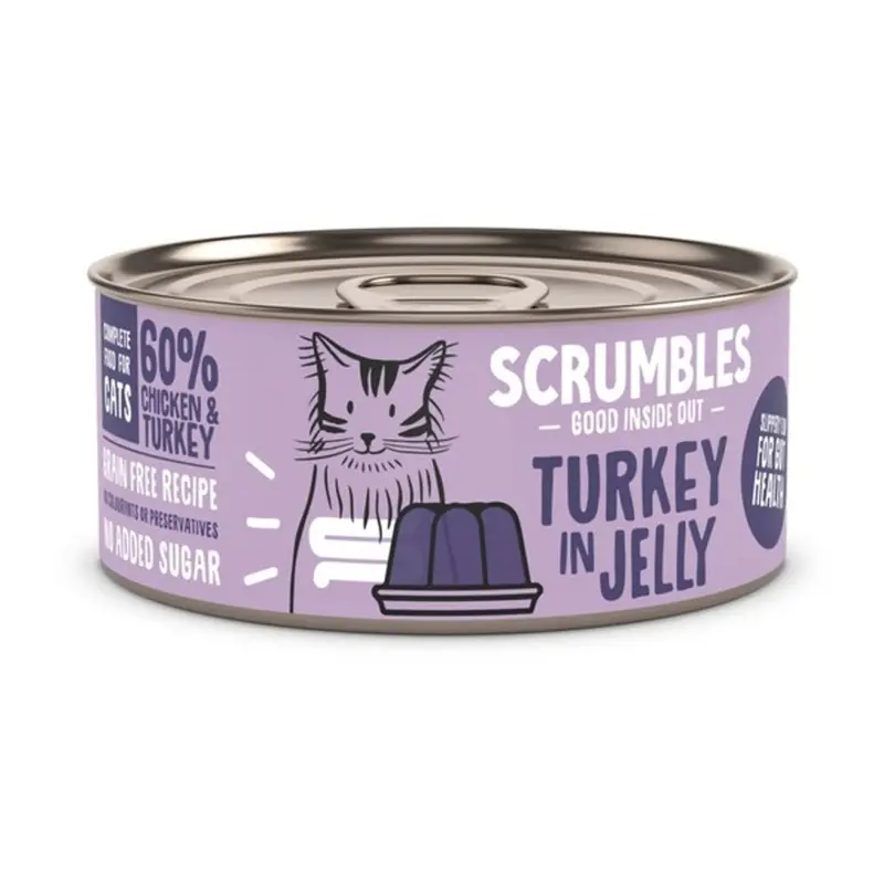 New Scrumbles Wet Cat Jelly Turkey Grain 80G