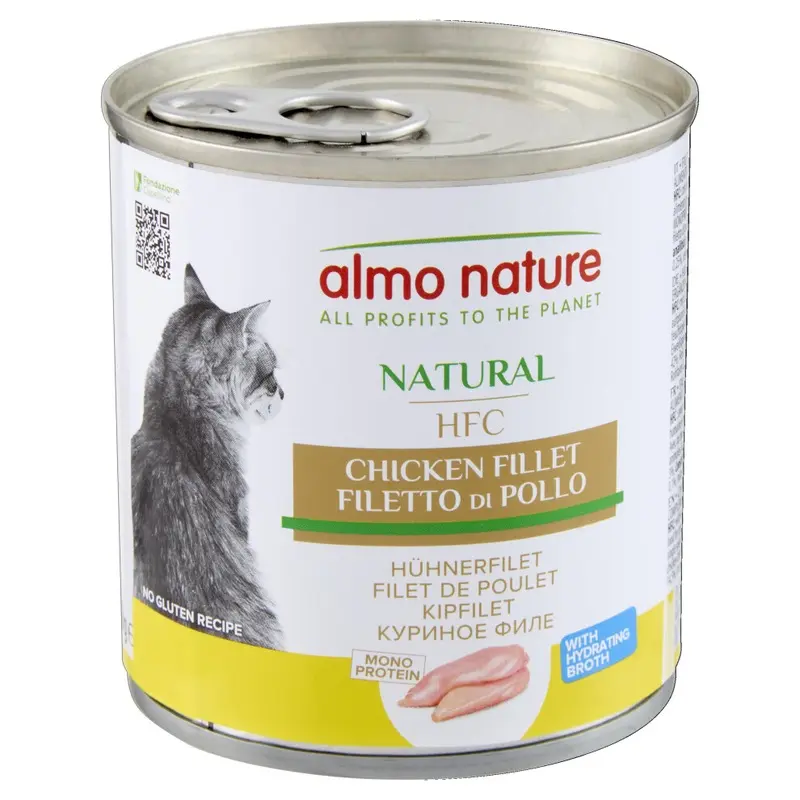 Almo Nature Hfc Natural Chicken Fillet Wet Cat Food, Pack Of X 280G Tins Size 12