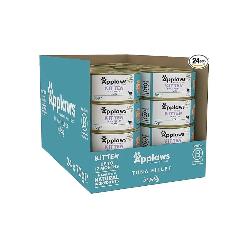 Applaws Natural Wet Kitten Food, Tuna In Jelly Tin, (Pack Of 24) (Packaging May Vary) 70G