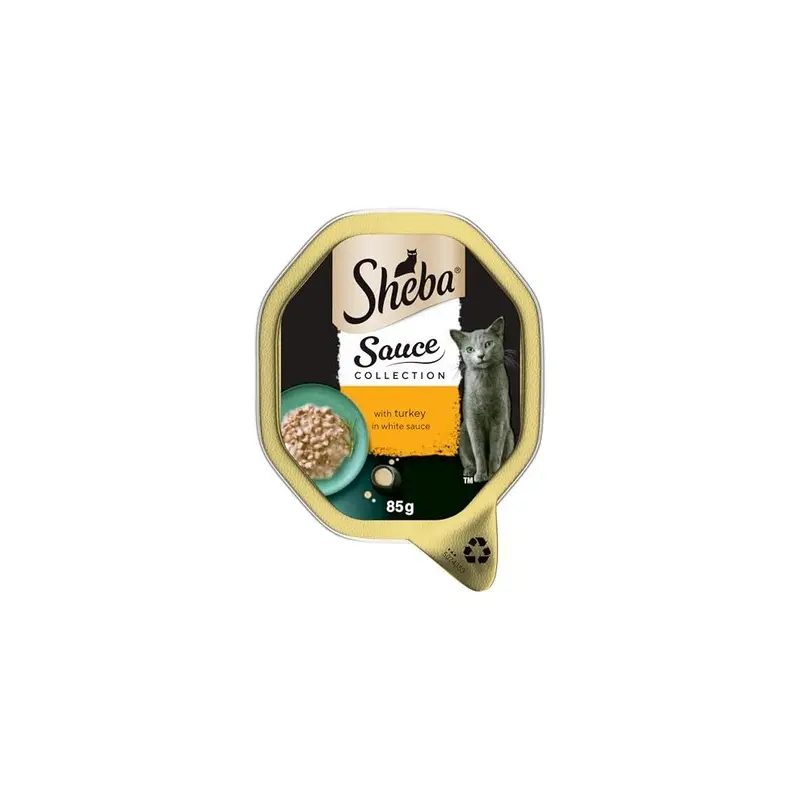 New Sheba Fine Recipes In Sauce - Wet Cat Food Tray For Adult Cats - With Turkey - 85 G