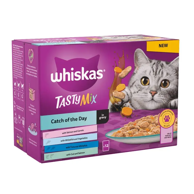 Whiskas Salmon Pouch 1+ Tasty Mix Catch Of The Day In Gravy 12X85g - : 85G