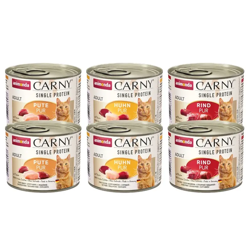 Animonda Carny Single Protein Adult Trial Pack 6 X 200G - Mixed Pack