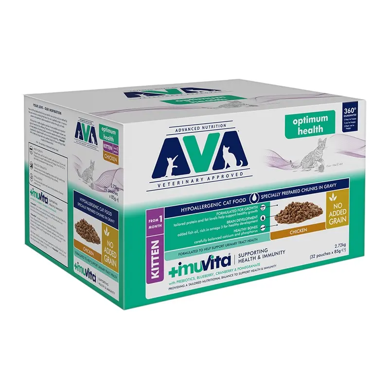 Ava Veterinary Approved Optimum Health Wet Kitten Food Chicken In Gravy 32X85G