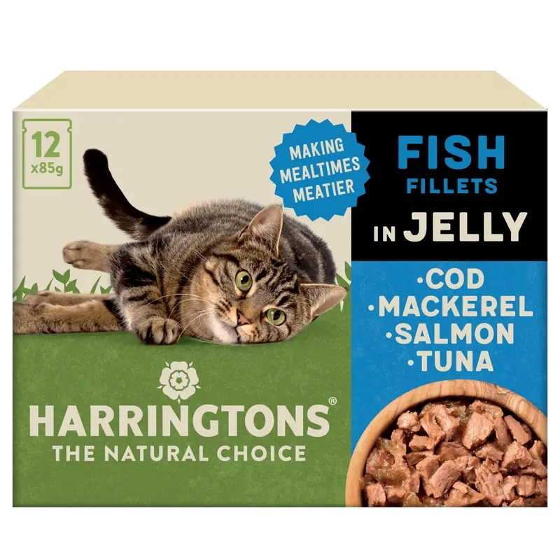 Harringtons Fish Fillets In Jelly For Cats - X 85G Grain/Salmon Size 12
