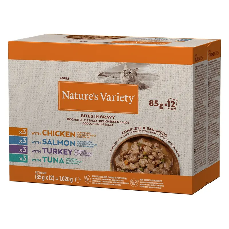 Natures Variety Natures Variety Bites In Gravy 12 X 85G - Mixed Pack (4 Varieties)