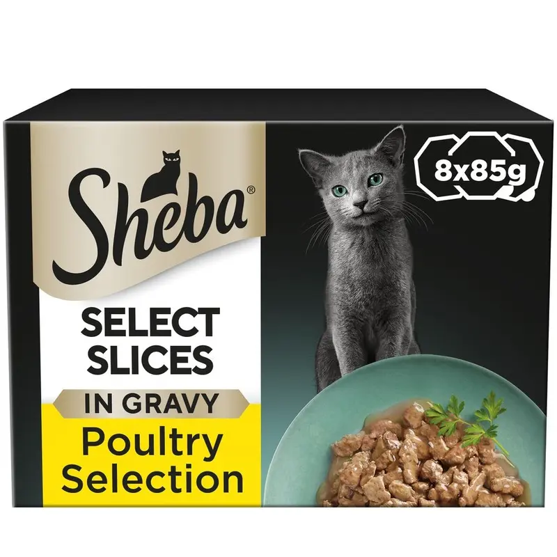 Sheba Select Slices Mixed Pack Trays - Poultry Selection In Gravy (8 X 85G)