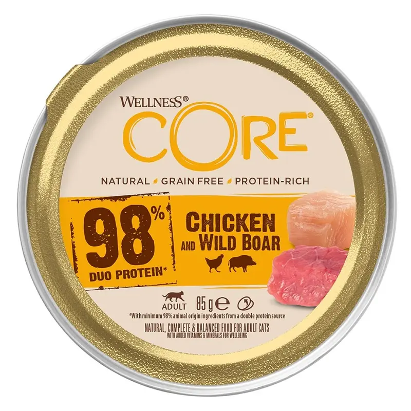 Wellness Core 98% Complete Wet Adult Cat Food Beef, Chicken And Wild Boar 85G Can