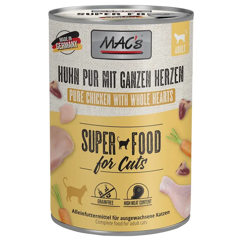 Macs Cat 6 X 400G - Pure Chicken With Whole Poultry Hearts