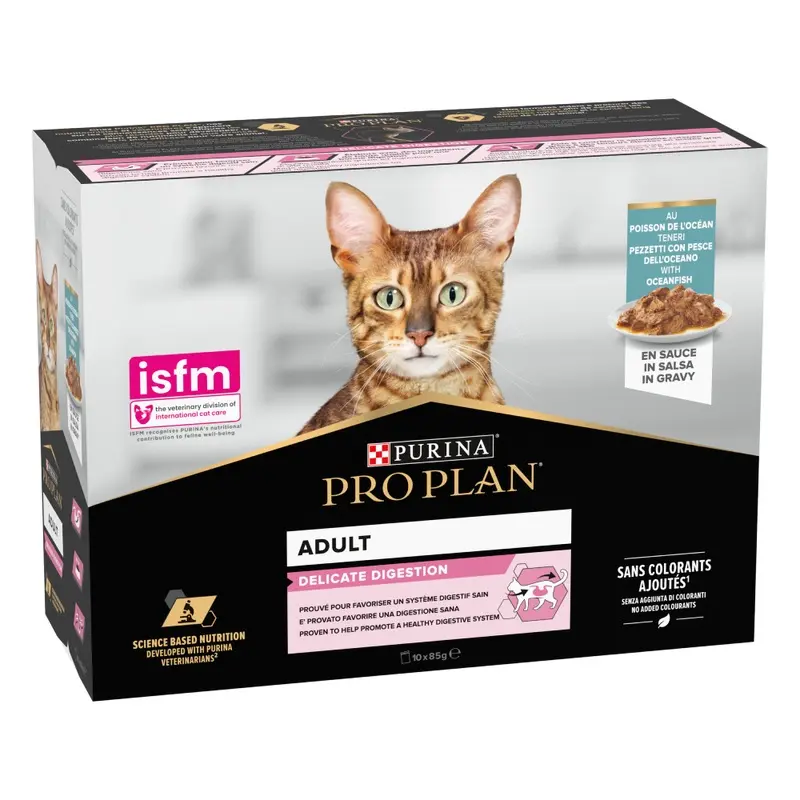 Pro Plan Purina Adult Delicate Digestion - Ocean Fish: 10 X 85G