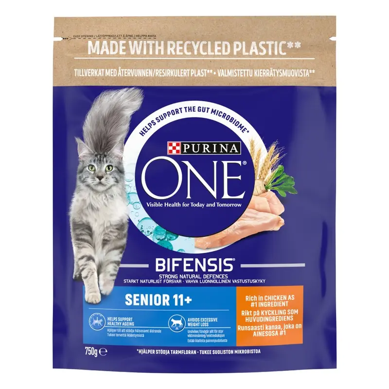 Purina One Senior 11+ Chicken & Whole Grains Dry Cat Food - 750G