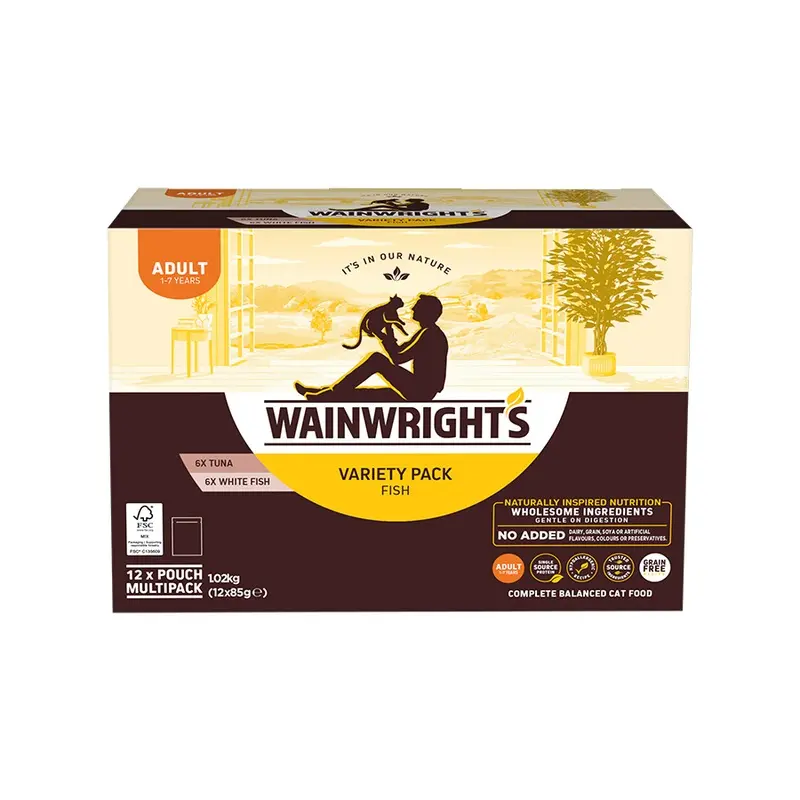 Wainwrights Grain Free Wet Adult Cat Food Variety Pack Fish 12 X 85G