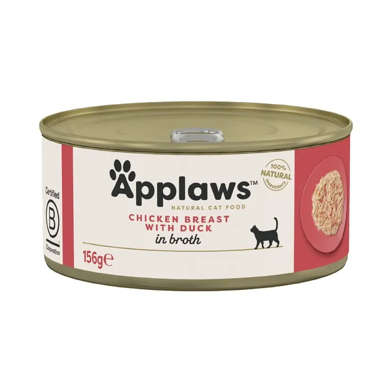 Applaws Adult Cat Cans Chicken In Broth 156G - Chicken With Duck (24 X 156G)