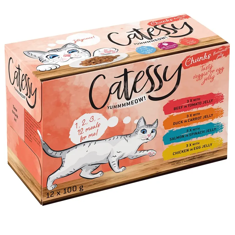 Catessy Chunks In Vegetable Or Egg Jelly - Mixed Pack - 12 X 100G