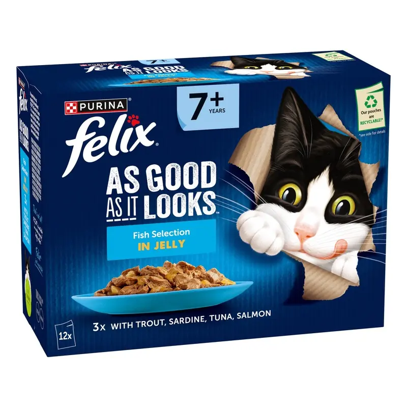 Felix Senior As Good As It Looks 12 X 85G - Fish Selection In Jelly (12 X 85G)