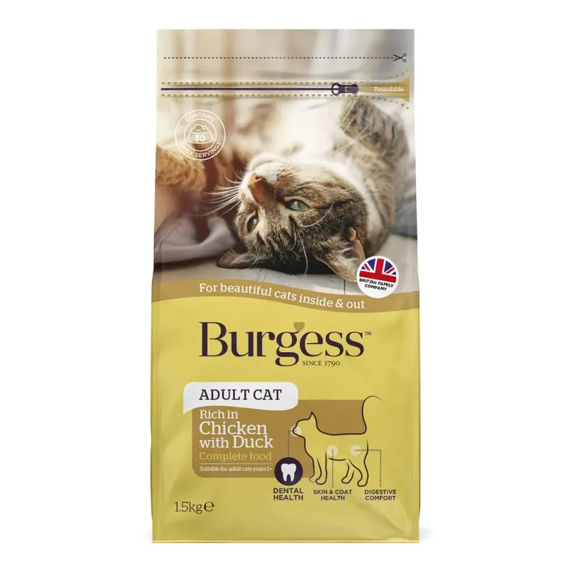 Burgess Adult Cat Rich In Chicken With Duck - 4Kg