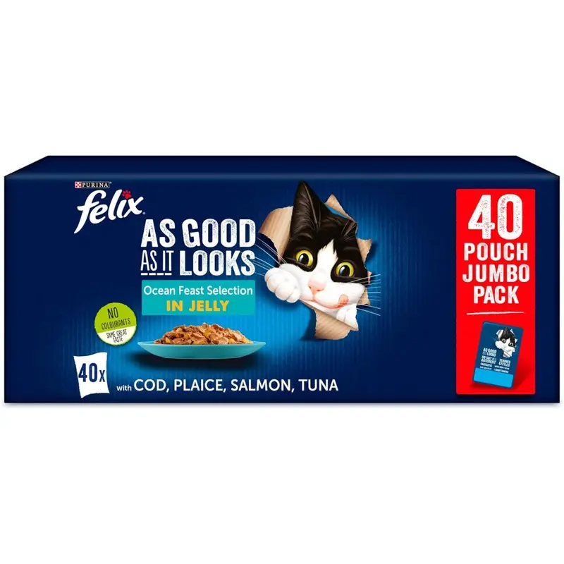 Felix As Good As It Looks Ocean Feasts Cat Food 100 G (Pack Of 40) Size 40