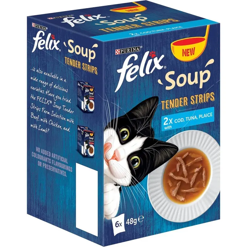 Felix Soup Cat Food Fish Selection Tender Strips 648G, Pack Of Size 8