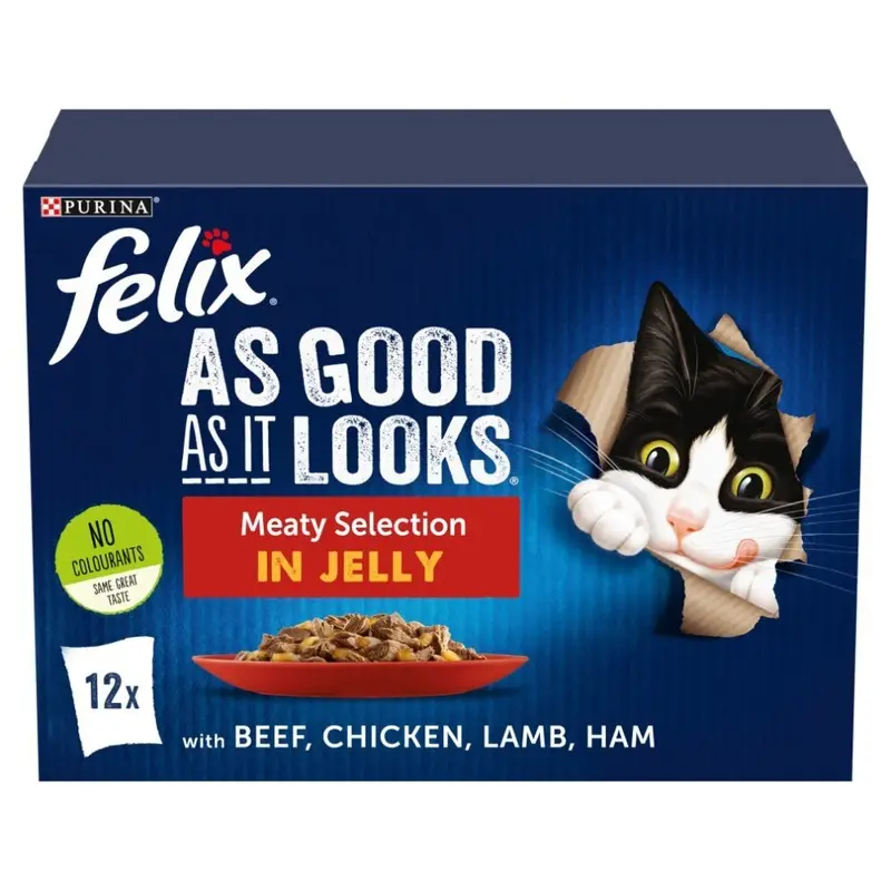 New Felix As Good As It Looks Meaty Selection In Jelly 12X100g (Pack Of 4) Size 4