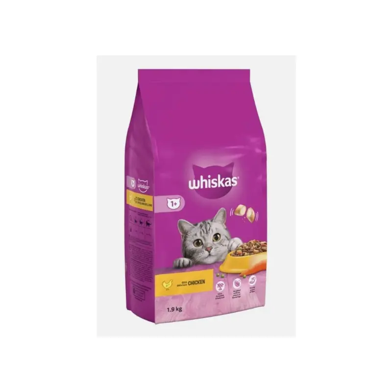 New Whiskas 1+ Chicken Cat Food 1.9Kg Size 1