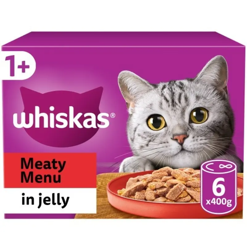 Whiskas 1+ Cat Tins Meaty Menu In Jelly - 6 X 400G Size 1