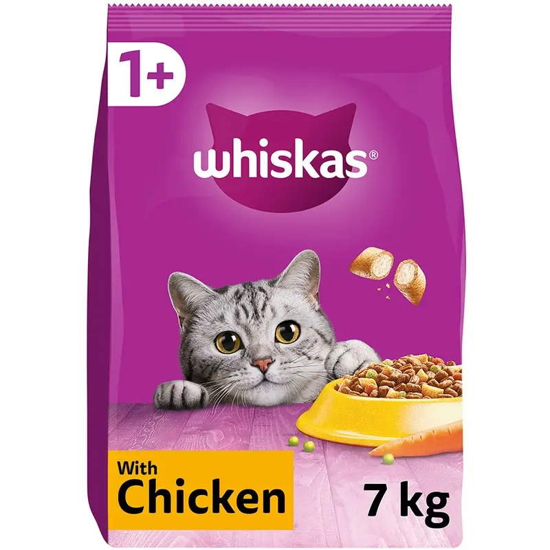 Whiskas 1+ Chicken Dry Adult Cat Food 7Kg