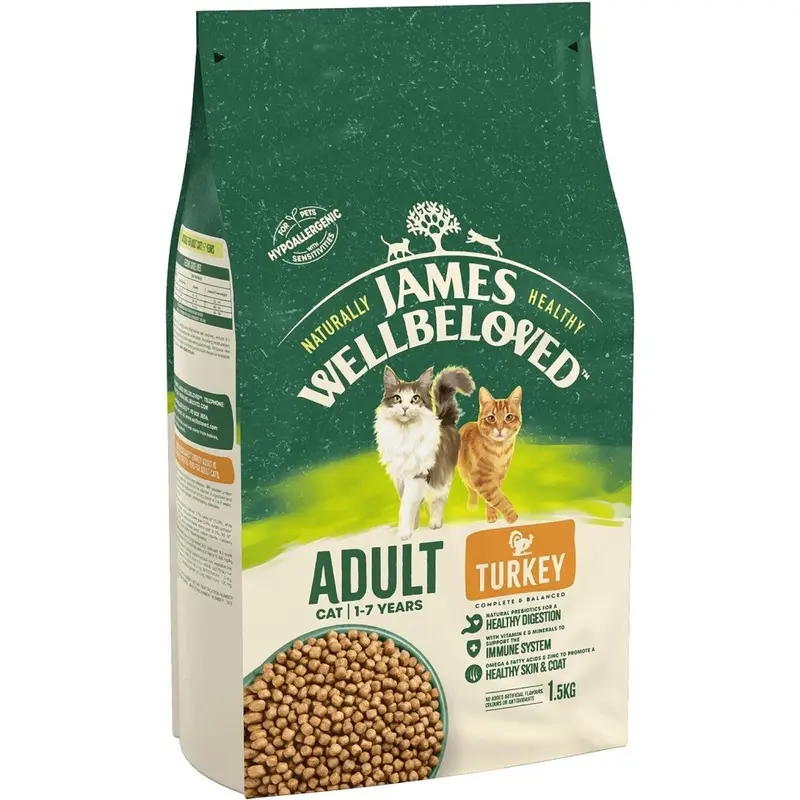 James Wellbeloved Adult Turkey 1.5 Kg Bag, Hypoallergenic Dry Cat Food 1.5Kg