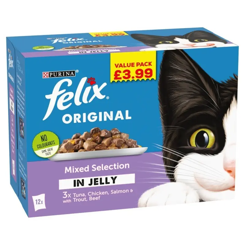 Felix Original Mixed Selection In Jelly 12X100g (Pack Of 4) Size 4