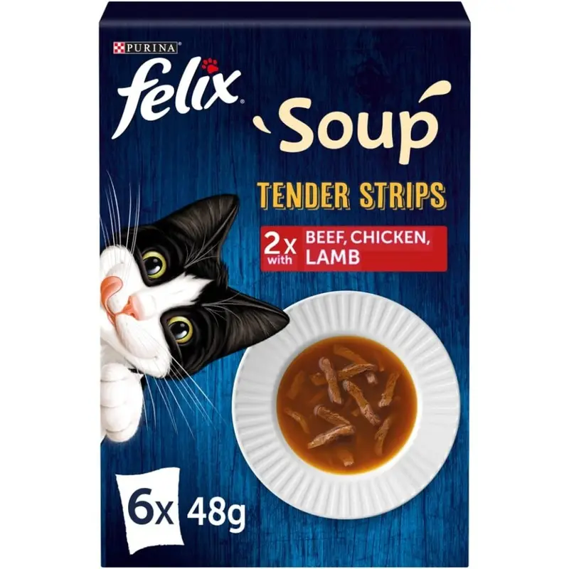 Felix Soup Cat Food Tender Strips Farm Selection Cat Food, 6X48g, Pack Of Size 8