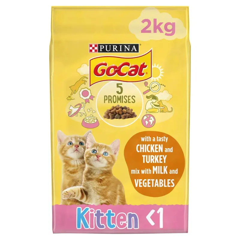 Go-Cat Kitten Chicken Turkey And Milk Dry Cat Food (Pack Of 4) 2Kg