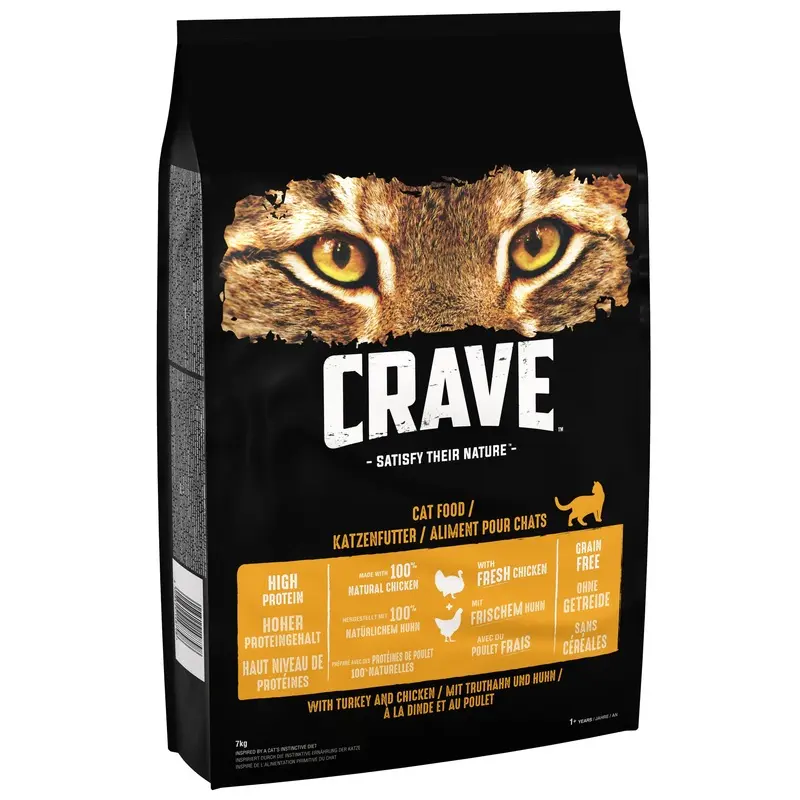 Crave Adult Turkey & Chicken Dry Cat Food - 7Kg