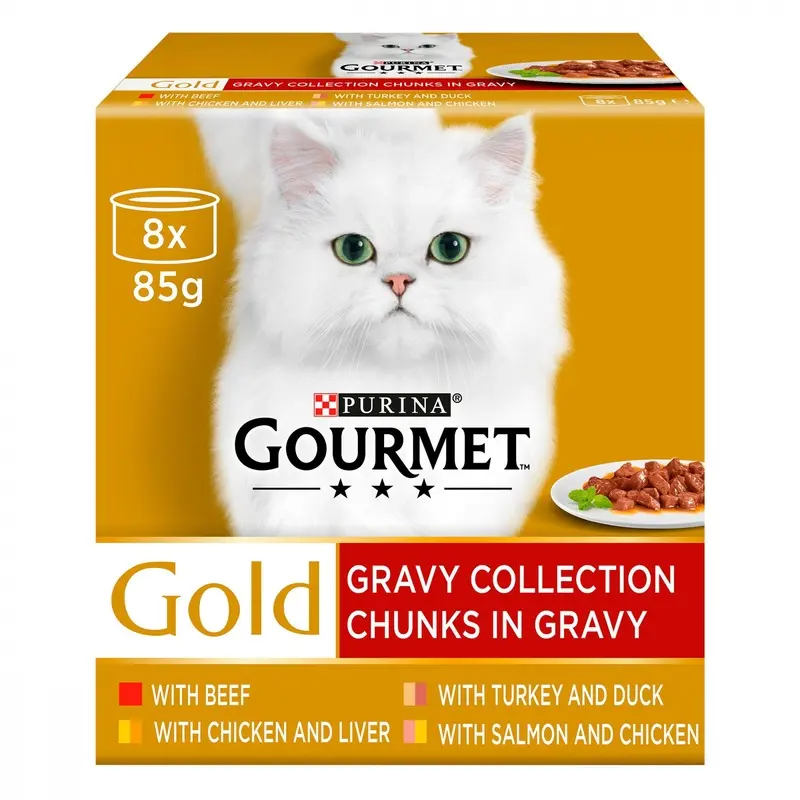 Gourmet Chunks In Gravy Gravy Collection Wet Cat Food - X 85G Gold Size 8