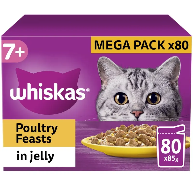 Whiskas 7+ Senior Wet Cat Food Poultry In Jelly 80X85G