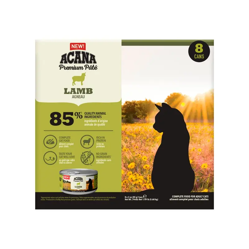 Acana Premium Pate Adult Wet Cat Food Lamb 8 X 85G