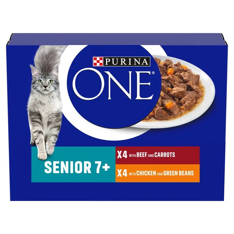 Purina One Senior 7+ Mini Fillets Chicken And Beef Wet Cat Food - X 85G Green Size 8