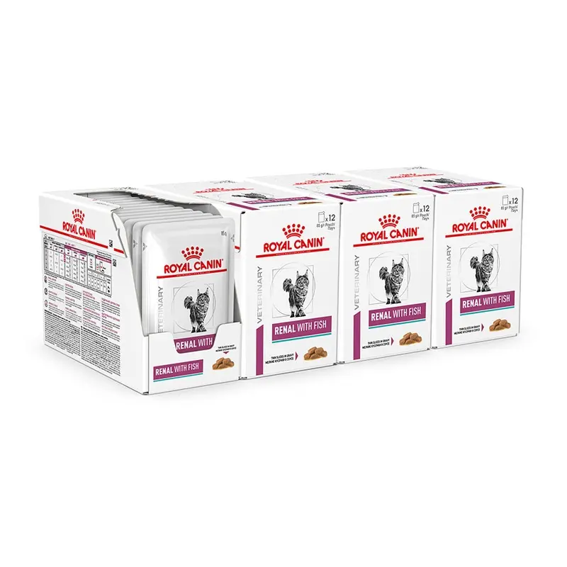 Royal Canin Veterinary Renal Adult Wet Cat Food Fish In Gravy 48X85G