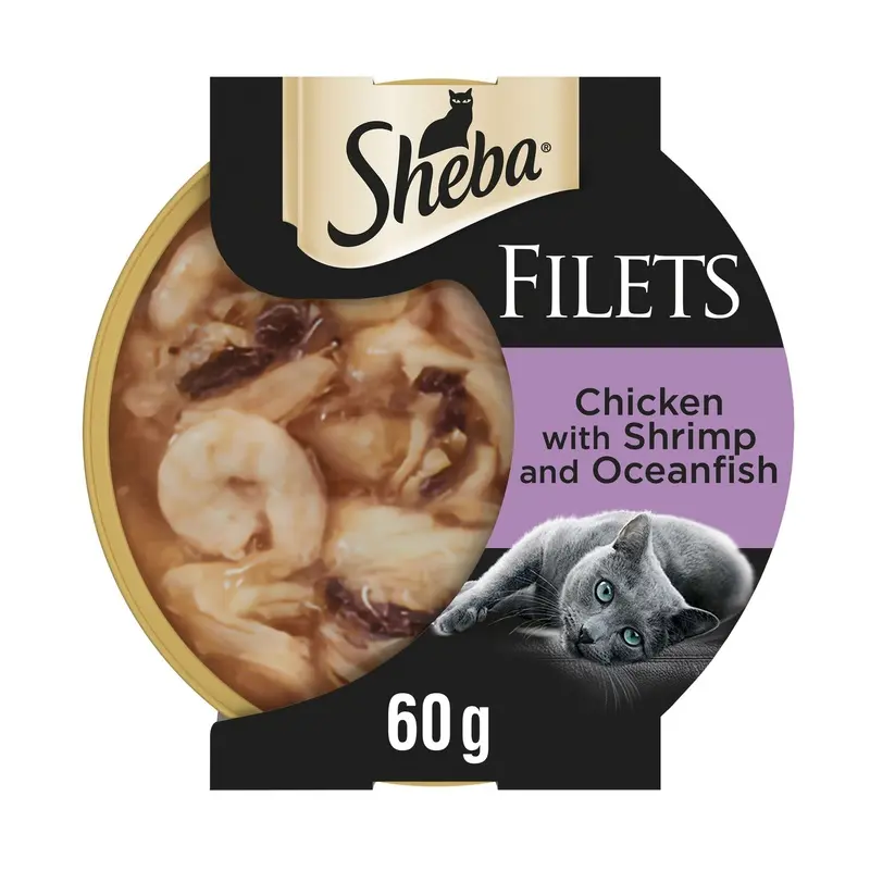 Sheba Fillets In Gravy Trays - Chicken, Shrimp & Ocean Fish (32 X 60G)