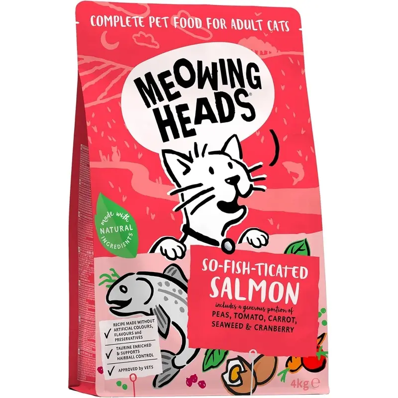 Meowing Heads Complete Dry Cat Food 4kg - So-fish-ticated Salmon - Vet Approved
