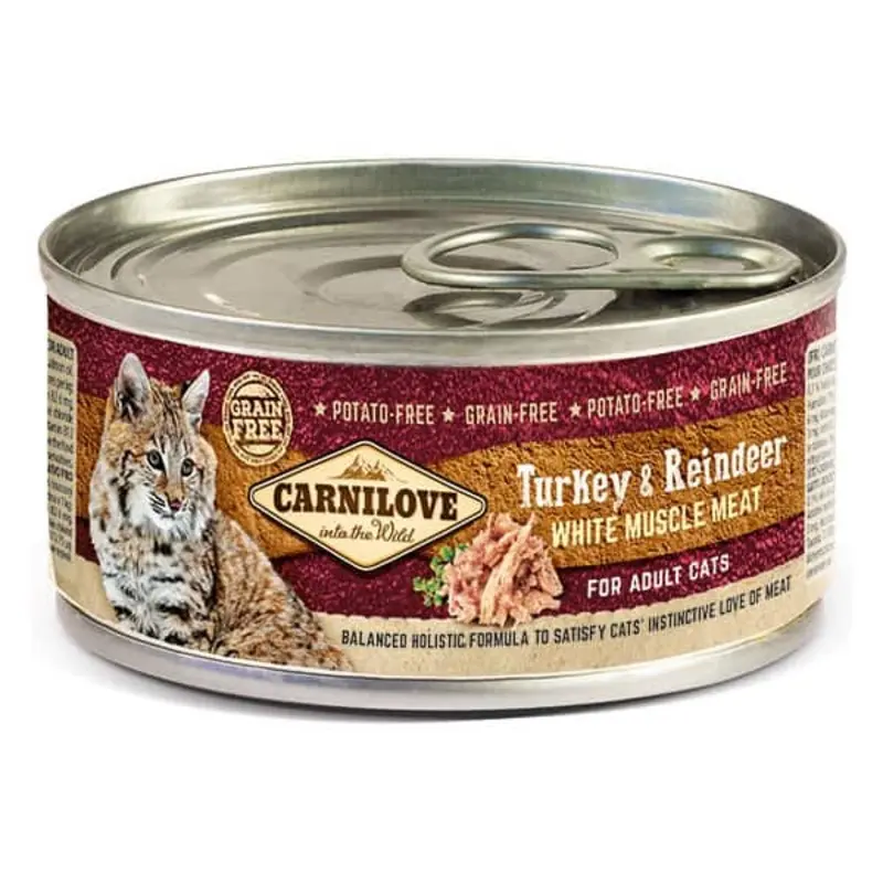Carnilove Turkey And Reindeer Adult Cat Food - White/Grain 100G