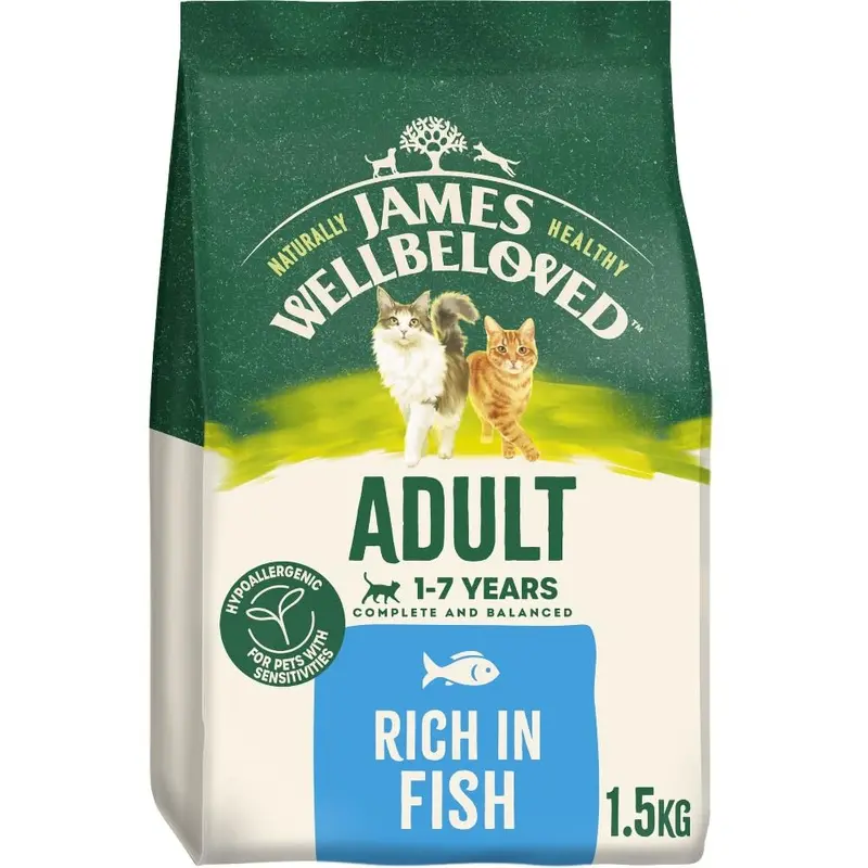 James Wellbeloved Hypoallergenic Dry Cat Food for Adult Cats Fish 1.5 kg