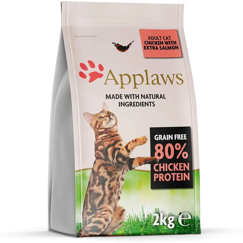 Applaws Grain/Salmon Complete And Free Dry Adult Cat Food, Chicken With (Pack Of 1) 2Kg