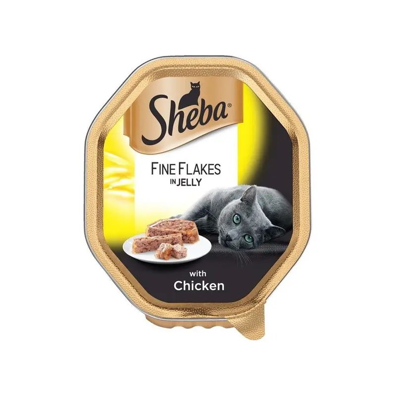 New Sheba Tray Fine Flakes With Chicken In Jelly (Pack Of 22) 363774 85G