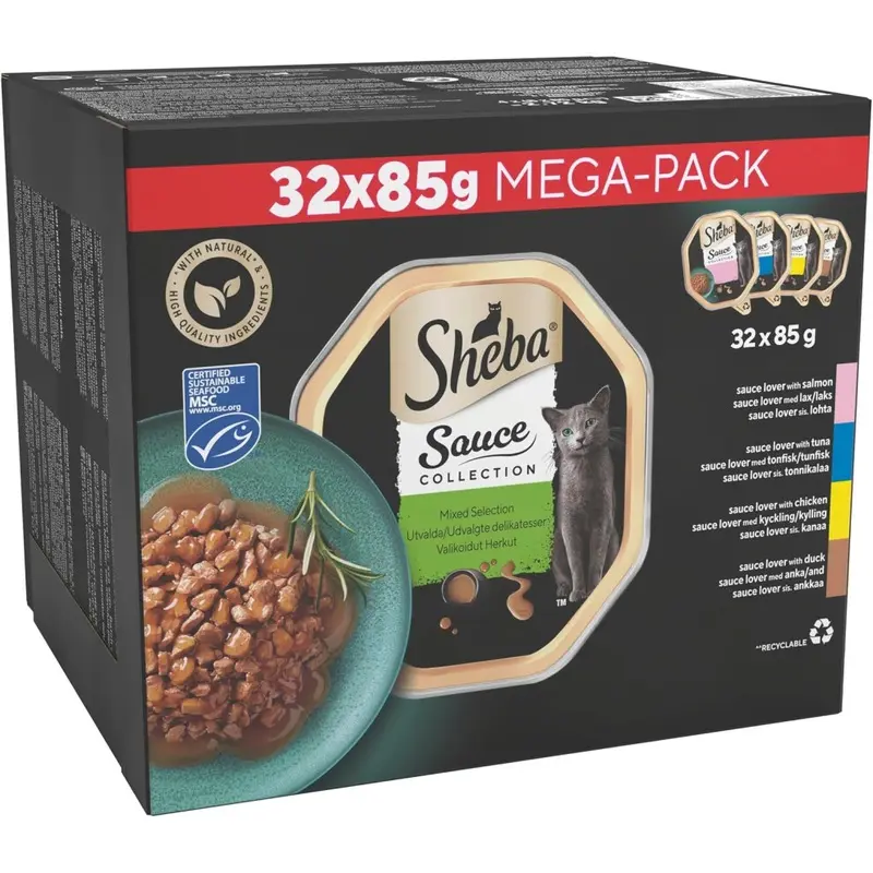 Sheba Sauce Lover Cat Food Trays Mixed Collection X 85 G Size 32