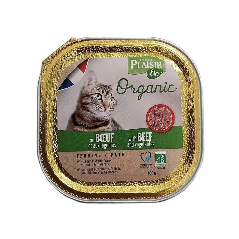 Plaisir Bio Terrine Cat Best Food (Beef & Vegetable, Cats, 100 g)