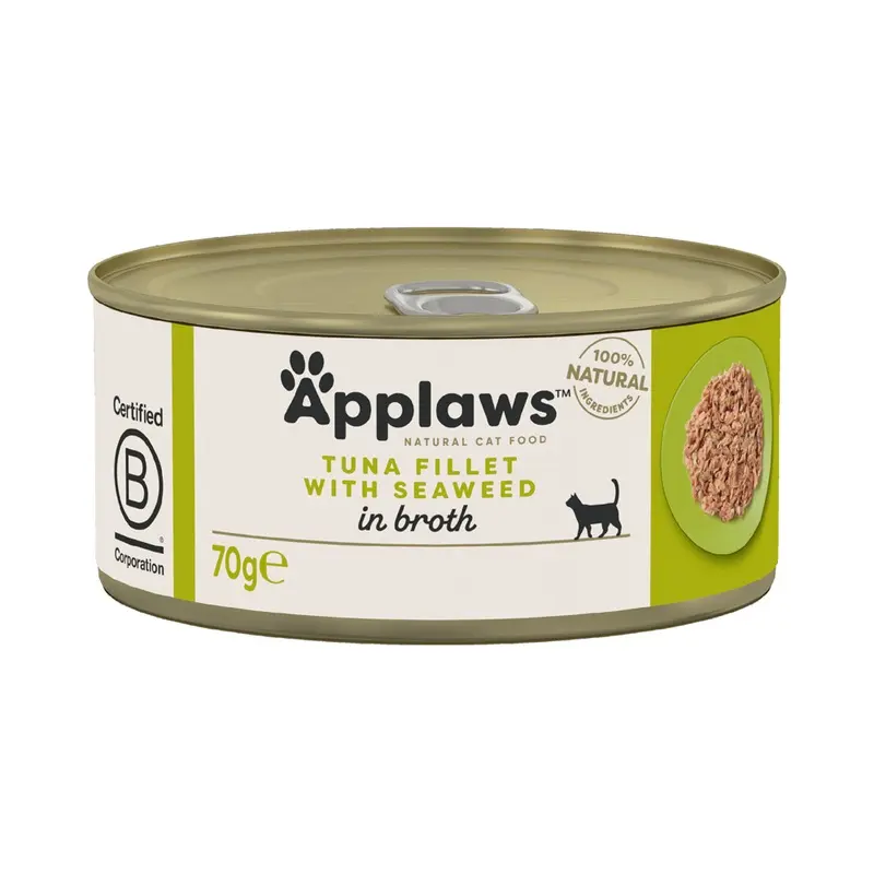 Applaws Adult Cat Cans Tuna/Fish In Broth 70G - Tuna With Seaweed (6 X 70G)