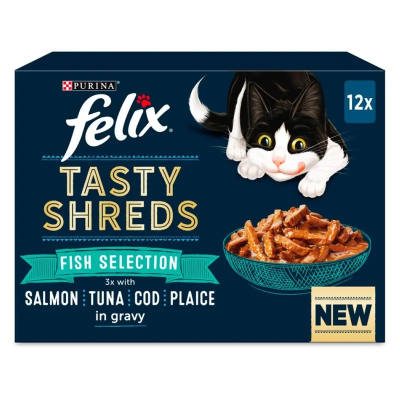 Felix Tasty Shreds 12 X 80G - Fish Selection