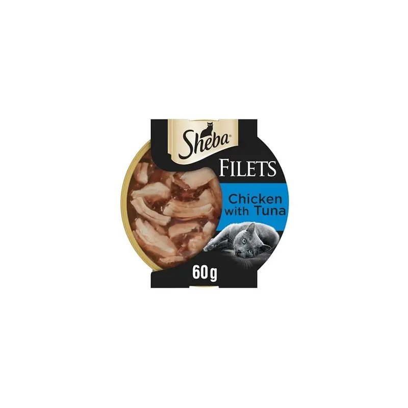 New Sheba Fillets Cat Food Tray With Chicken And Tuna (Msc) In Gravy 2X16x60g Cm78m