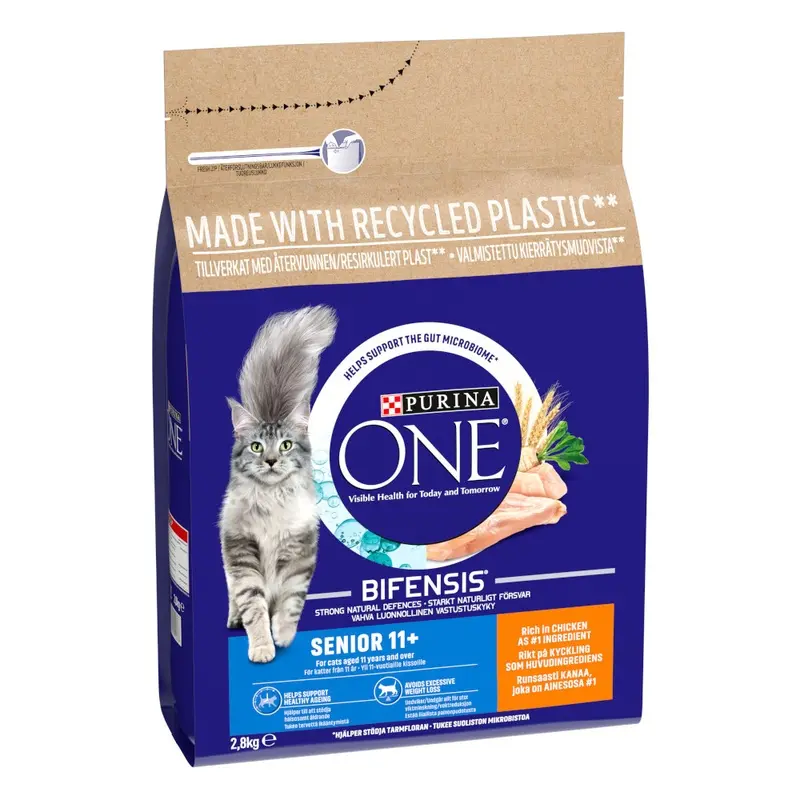 Purina One Senior 11+ Chicken & Whole Grains Dry Cat Food - 2.8Kg