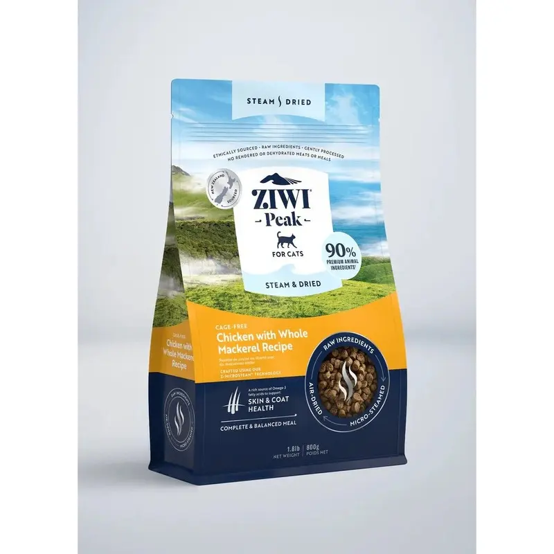 Ziwi Peak Green/Light/White Cat Steam Dried Chicken With Whole Mackerel | : 800G