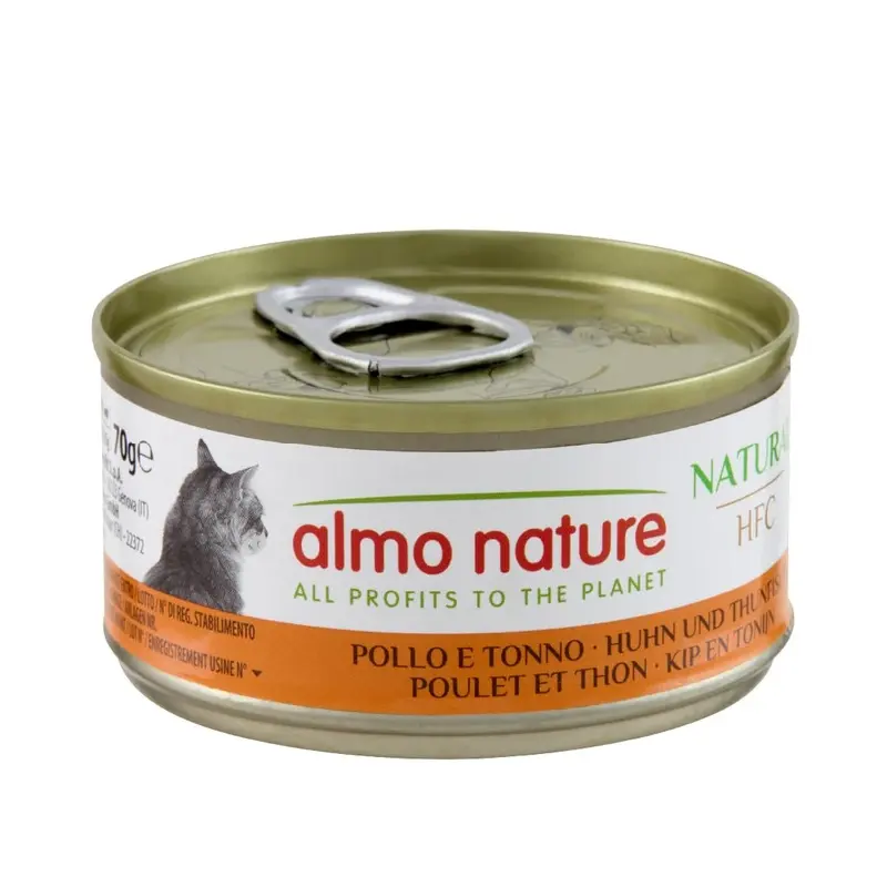 almo nature HFC Natural Wet Food for Cats - Chicken and Tuna - (6 Cans of 70g)