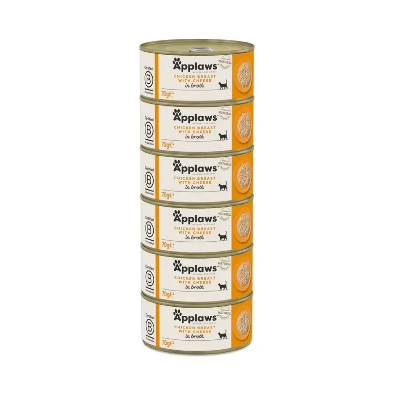 Applaws Natural Chicken Breast With Cheese In Broth Tins Cat Food - X 70G Size 6